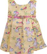 Yellow satin stitched    dress