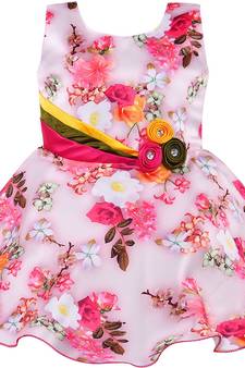 Pink satin stitched    dress