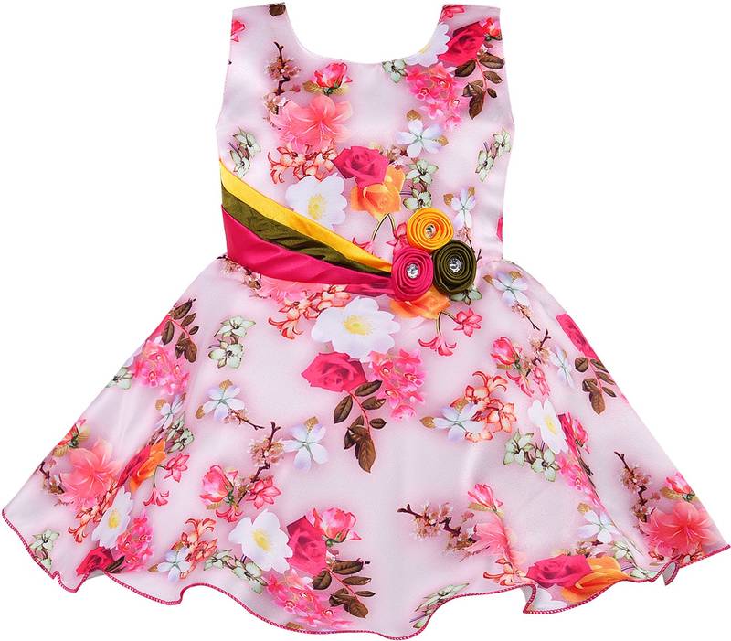 Pink satin stitched    dress