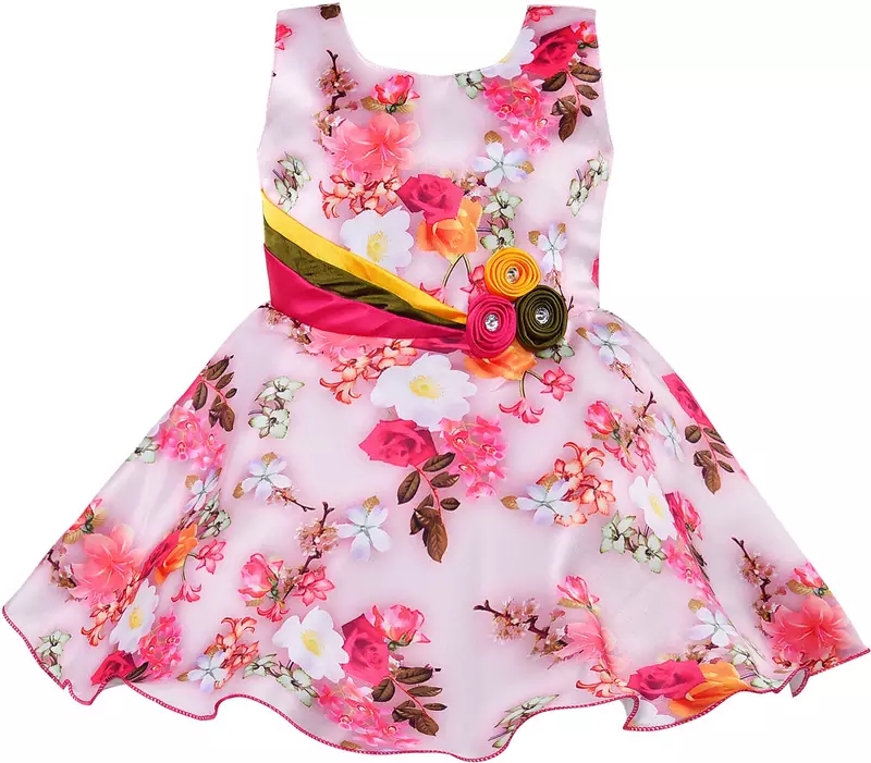 Pink satin stitched    dress