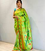 parrot-green KANJEEVARAM WOVEN SILK BLEND saree