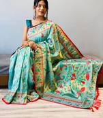 sky-blue KANJEEVARAM WOVEN SILK BLEND Zari Soft Silk Saree