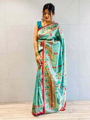 sky-blue KANJEEVARAM WOVEN SILK BLEND Zari Soft Silk Saree 4