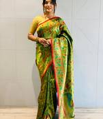green KANJEEVARAM WOVEN SILK BLEND SOFT SILK SAREE