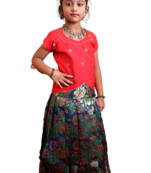 Shivangi Girls Navy Blue Devasena Pattu Pavadai set