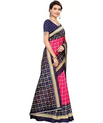 Printed Bandhani Art Silk Saree With Blouse Piece 2