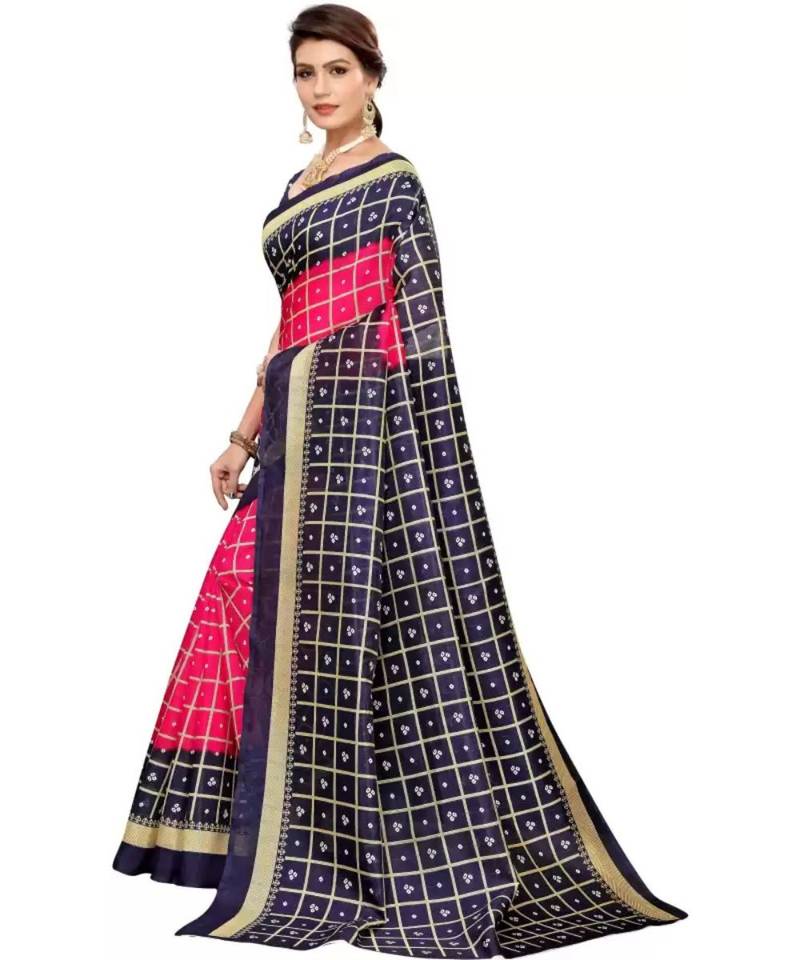 Printed Bandhani Art Silk Saree With Blouse Piece