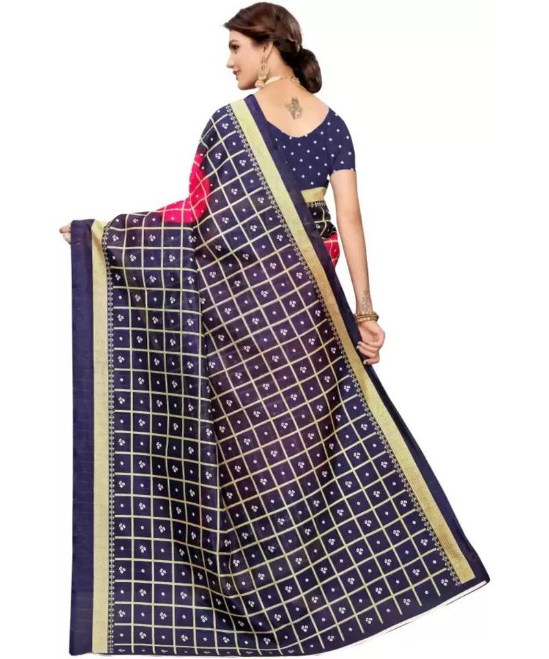 Printed Bandhani Art Silk Saree With Blouse Piece