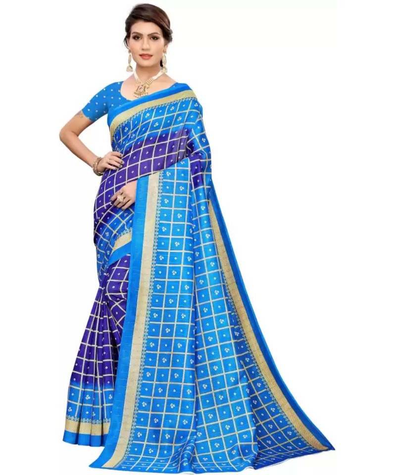 Printed Bandhani Art Silk Saree With Blouse Piece