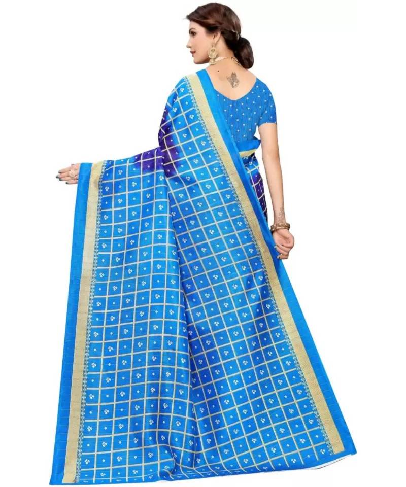 Printed Bandhani Art Silk Saree With Blouse Piece