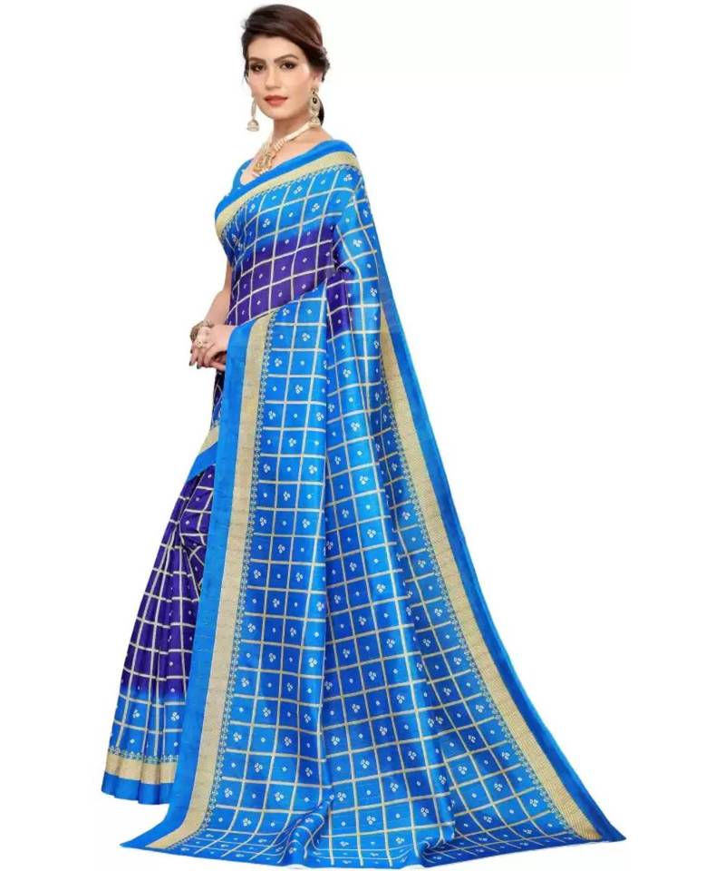 Printed Bandhani Art Silk Saree With Blouse Piece