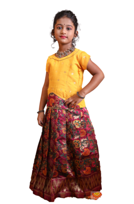 Shivangi Girls Magenta Devasena Pattu Pavadai set 1