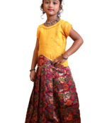 Shivangi Girls Magenta Devasena Pattu Pavadai set