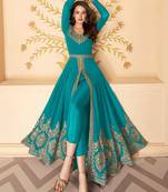 Rama Heavy Designer Embroidery Work Georgette unstitched Long Length Kameez pant party wear salwar kameez
