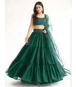Dark Green Sequence Georgette Lehenga Choli