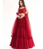 Bridal Red Sequence Georgette Lehenga Choli