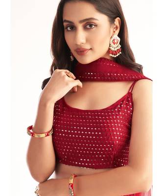 Bridal Red Sequence Georgette Lehenga Choli 4