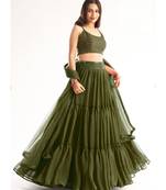 Olive Green Sequence Georgette Lehenga Choli