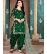 Green Art Silk Pakistani Salwar Kameez
