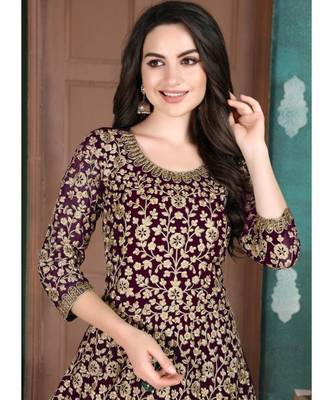 Wine Georgette Anarkali Salwar Kameez 2