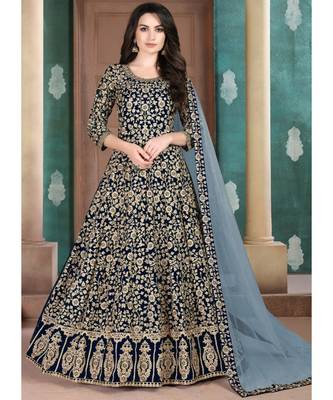 Navy Blue Georgette Anarkali Salwar Kameez 1