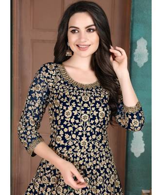 Navy Blue Georgette Anarkali Salwar Kameez 2