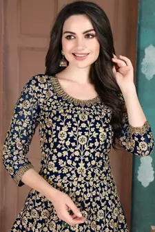 Navy Blue Georgette Anarkali Salwar Kameez