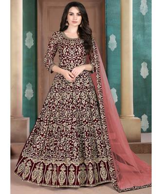 Maroon Georgette Anarkali Salwar Kameez 1