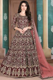 Maroon Georgette Anarkali Salwar Kameez