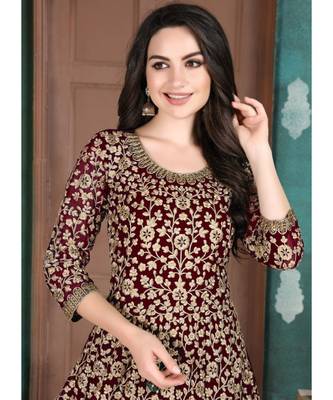 Maroon Georgette Anarkali Salwar Kameez 2