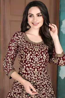 Maroon Georgette Anarkali Salwar Kameez