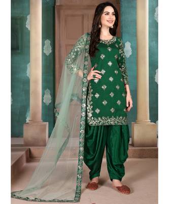 Green Art Silk Pakistani Salwar Kameez 1