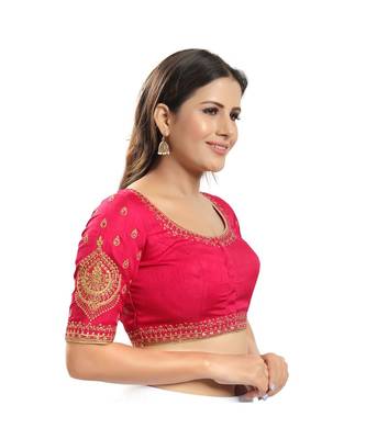 Women's Jain Silk Padded Saree Blouse 3