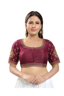 Women's Jain Silk Padded Saree Blouse