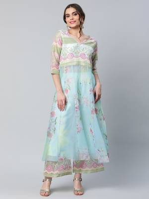 Ahalyaa Floral Organza Romantic Florals Kurta Set 1