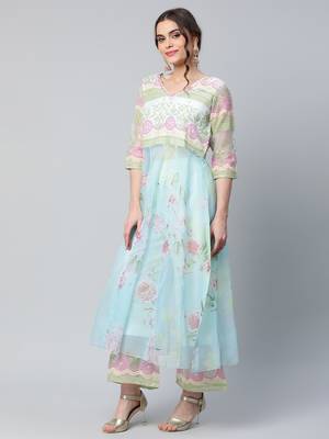 Ahalyaa Floral Organza Romantic Florals Kurta Set 3