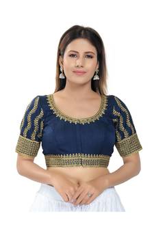 Women's Embroidery Padded Saree Blouse