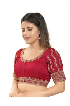 Women's Embroidery Padded Saree Blouse