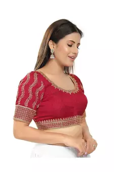 Women's Embroidery Padded Saree Blouse
