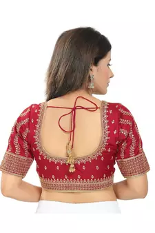 Women's Embroidery Padded Saree Blouse