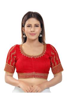Women's Embroidery Padded Saree Blouse