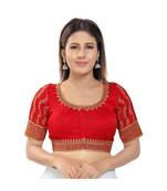 Women's Embroidery Padded Saree Blouse