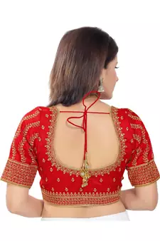 Women's Embroidery Padded Saree Blouse