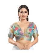 Women's Brocade Padded Saree Blouse