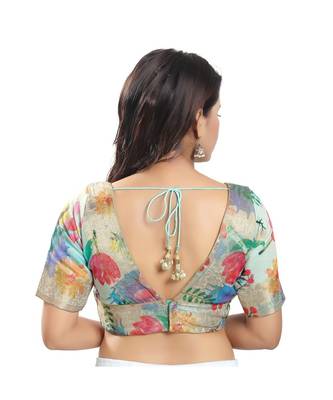 Women's Brocade Padded Saree Blouse 4