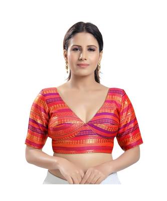Women's Brocade Padded Saree Blouse 1