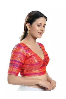 Women's Brocade Padded Saree Blouse