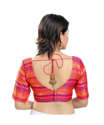 Women's Brocade Padded Saree Blouse 4
