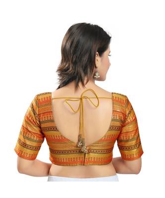 Women's Brocade Padded Saree Blouse 4