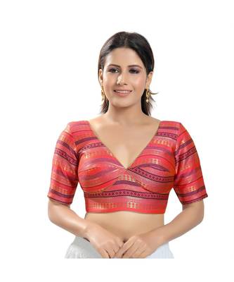 Women's Brocade Padded Saree Blouse 1